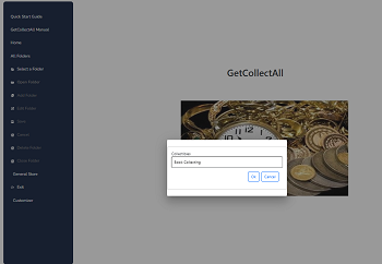 The selected folder pop up