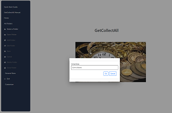 The selected folder pop up