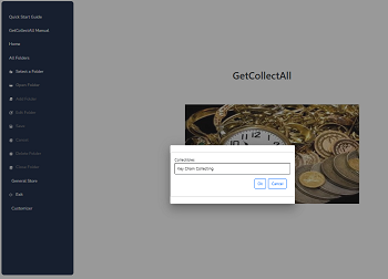 The selected folder pop up