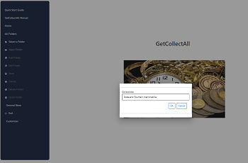 The selected folder pop up
