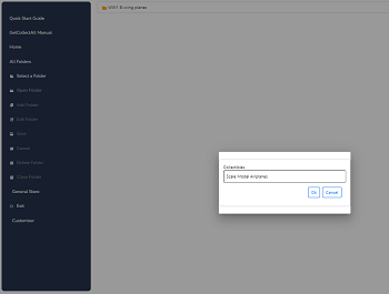 The selected folder pop up